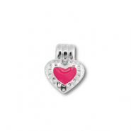 Anh&auml;nger Metall DQ Heart Antik silber (Nickelfrei)-magenta