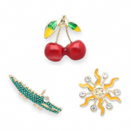 Anstecker Cherries / Crocodile / Sun Gold-green-red-yellow