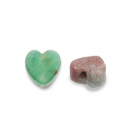 Perlen Naturstein Quarz Heart Dark green
