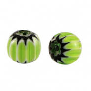 Millefiori-Glasperlen Tube Green-white