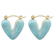 Stainless Steel - Rostfrei Stahl Ohrringe Creolen Heart Gold-light blue
