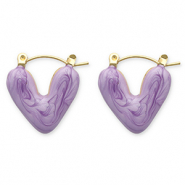 Stainless Steel - Rostfrei Stahl Ohrringe Creolen Heart Gold-purple