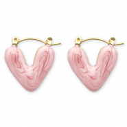 Stainless Steel - Rostfrei Stahl Ohrringe Creolen Heart Gold-pink