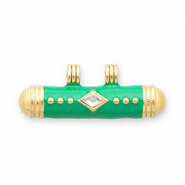 Message Beads Anh&auml;nger aus Stainless Steel - Rostfreiem Stahl Gold-green-transparent