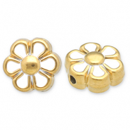 Perlen aus Stainless Steel - Rostfreiem Stahl Flower Gold-white