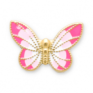 Perlen aus Stainless Steel - Rostfreiem Stahl Butterfly Gold-pink-white