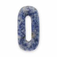 Anh&auml;nger Naturstein Sodalith und Mikrokline Oval Blue-white