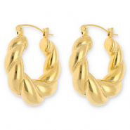 Stainless Steel - Rostfrei Stahl Ohrringe / Creolen Twisted Gold