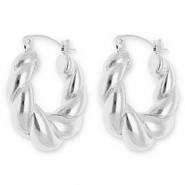 Stainless Steel - Rostfrei Stahl Ohrringe / Creolen Twisted Silver