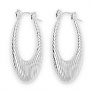 Stainless Steel - Rostfrei Stahl Ohrringe / Creolen Oval Silver