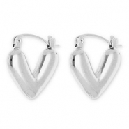 Stainless Steel - Rostfrei Stahl Ohrringe / Creolen Heart Silver