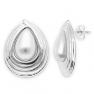 Stainless Steel - Rostfrei Stahl Ohrringe / Ohrstecker Drop Silver-white