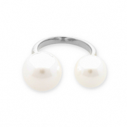 Stainless Steel - Rostfrei Stahl Ringe Pearls Silver-white