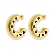 Stainless Steel - Rostfrei Stahl Ohrringe / Ohrstecker with Hearts Gold