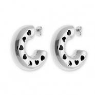 Stainless Steel - Rostfrei Stahl Ohrringe / Ohrstecker with Hearts Silver