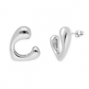 Stainless Steel - Rostfrei Stahl Ohrringe / Ohrstecker Heart Silver