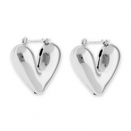 Stainless Steel - Rostfrei Stahl Ohrringe / Creolen Heart Silver