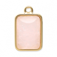 Anh&auml;nger aus Stainless Steel - Rostfreiem Stahl Naturstein Rectangle Gold-pink