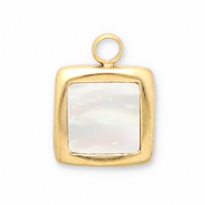 Anh&auml;nger aus Stainless Steel - Rostfreiem Stahl Muschel Square Gold-white