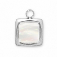 Anh&auml;nger aus Stainless Steel - Rostfreiem Stahl Muschel Square Silver-white