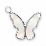 Anh&auml;nger aus Stainless Steel - Rostfreiem Stahl Muschel Butterfly Silver-white