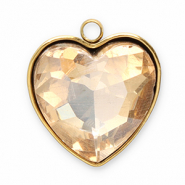 Anh&auml;nger aus Stainless Steel - Rostfreiem Stahl Facet Heart Gold-champagne