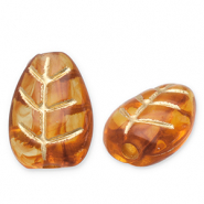 Perlen aus Acryl Leaf Cognac brown-gold
