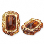 Perlen aus Acryl Rectangle Cognac brown-gold