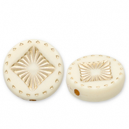 Perlen aus Acryl Disc with Square Off white-gold