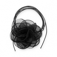 Organza Blumen Halskette Black