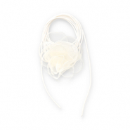 Organza Blumen Halskette Off white