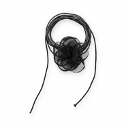 Organza Blumen Halskette Black
