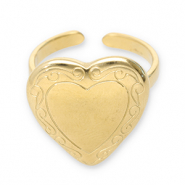 Stainless Steel - Rostfrei Stahl Ringe Heart Gold