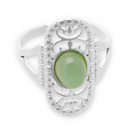 Stainless Steel - Rostfrei Stahl Ringe mit Naturstein Silver-jade green