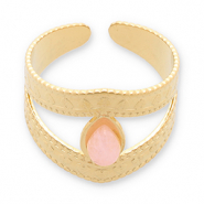 Stainless Steel - Rostfrei Stahl Ringe mit Naturstein Gold-light pink