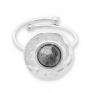 Stainless Steel - Rostfrei Stahl Ringe mit Naturstein Silver-dark grey
