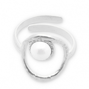 Stainless Steel - Rostfrei Stahl Ringe Pearls Silver-white