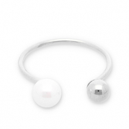 Stainless Steel - Rostfrei Stahl Ringe Pearls Silver-white