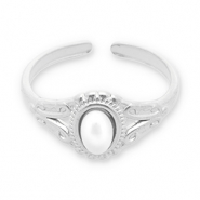 Stainless Steel - Rostfrei Stahl Ringe Pearls Silver-white