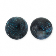 12 mm Perlen aus Acryl mit Glitzer Black-turquoise