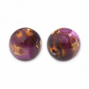 Perlen aus Resin mit Glitzer 14mm Purple-gold
