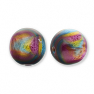 Perlen aus Resin mit Glitzer 14mm Purple-blue-gold