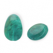 Perlen aus Acryl Egg-Shaped Teal green-white