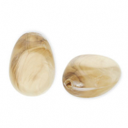 Perlen aus Acryl Egg-Shaped Beige brown-white