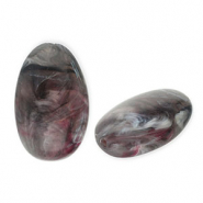 Perlen aus Acryl Oblong Oval Dark grey-white