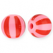 12 mm Perlen aus Acryl mit Streifen Pink-red
