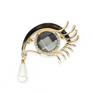 Statement Broschen mit Öse Eye with Tear Gold-black-white-transparent
