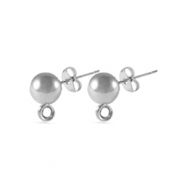 Stainless Steel - Rostfrei Stahl Ohrringe / Ohrstecker mit &Ouml;se 4mm Silber