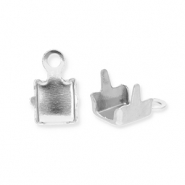 Zubehör aus Stainless Steel - Rostfreiem Stahl Endkappen für Strass Kette 2mm Silver