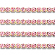 Stainless Steel - Rostfrei Stahl Strass Kette 4mm Gold-pink